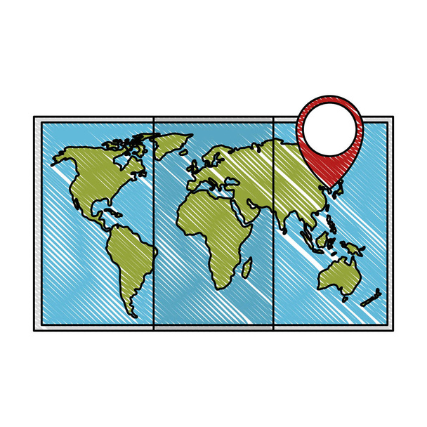 χαρτί χάρτη με θέση PIN - Διάνυσμα, εικόνα