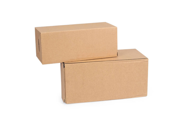 Recycle cardboard storage box isolated on a white background - Foto, afbeelding