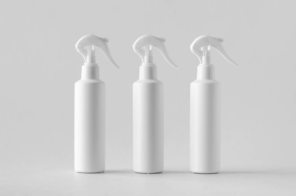 White cosmetic trigger sprayer bottle mockup. - Фото, изображение