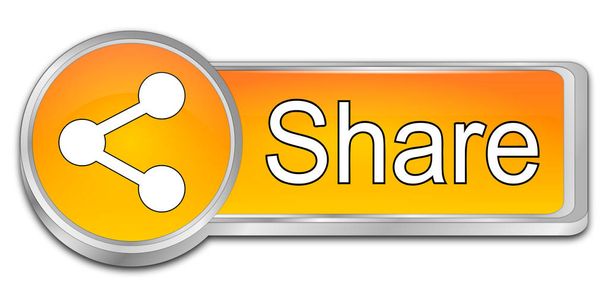 Botón naranja Compartir - Ilustración 3D - Foto, imagen