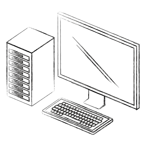 Desktop-Computer isometrisches Symbol - Vektor, Bild
