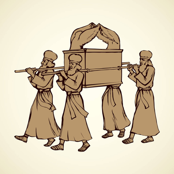 Los sacerdotes llevan el arca. Dibujo vectorial
 - Vector, imagen