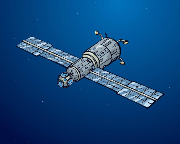 Satélite con antena parabólica. Boceto de garabato vectorial
 - Vector, imagen