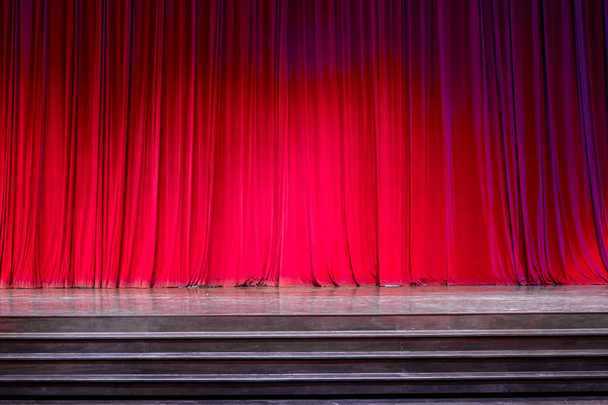 Curtains and wooden stage. - Photo, Image