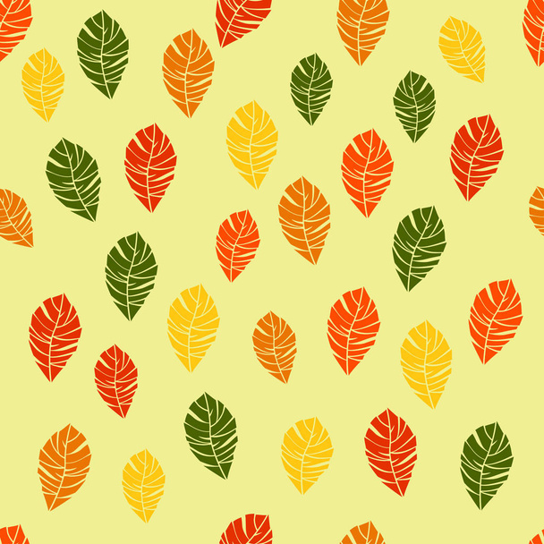 Seamless pattern of autumn colored leaves. Vector - Vektori, kuva