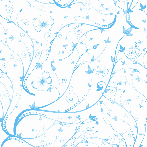 Blue seamless floral pattern - Vettoriali, immagini