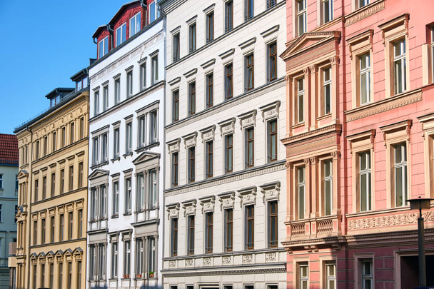 The fronts of some renovated old apartment buildings seen in Berlin, Germany - Photo, Image