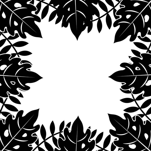 frame of branches with leafs naturals - Vector, Image