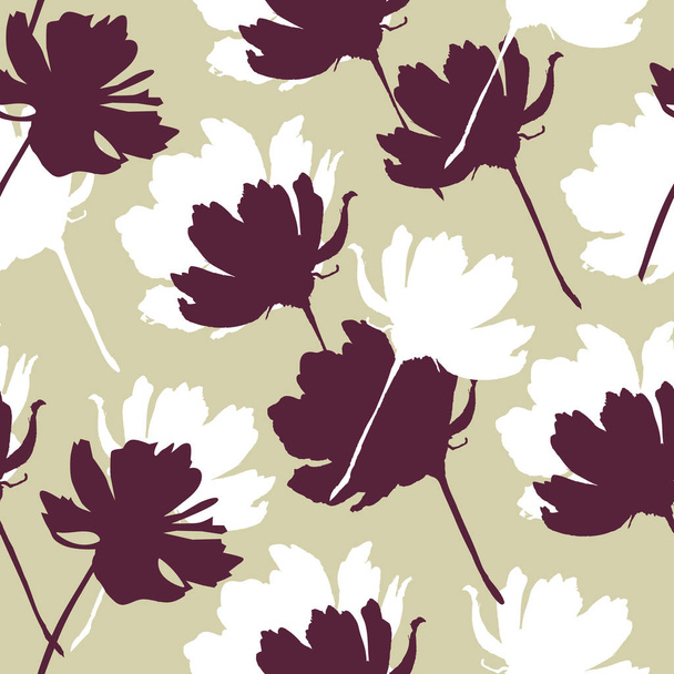 Flowers seamless pattern. Cute simple botanical design - Vetor, Imagem