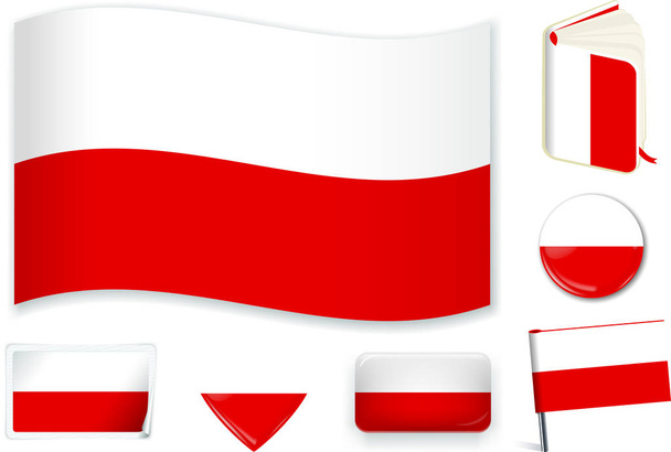 Darstellung der polnischen Nationalflagge in verschiedenen Formen. - Vektor, Bild