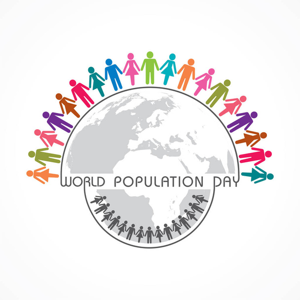 世界人口デー挨拶-11 7月 - ベクター画像