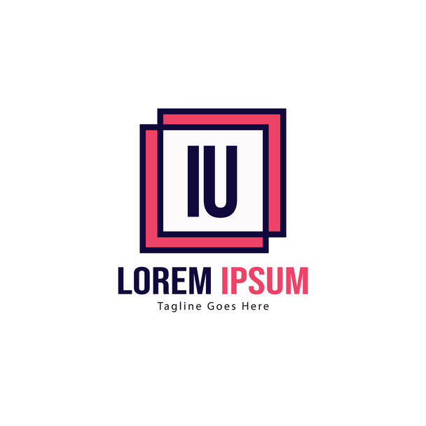 Начальный шаблон логотипа IU с современной рамкой. Минималистская векторная иллюстрация логотипа IU
 - Вектор,изображение