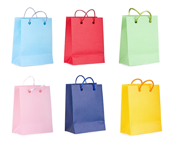 Assorted colored shopping bags - 写真・画像