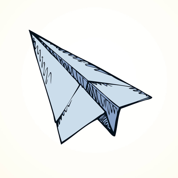 Avião de papel. Desenho vetorial
 - Vetor, Imagem