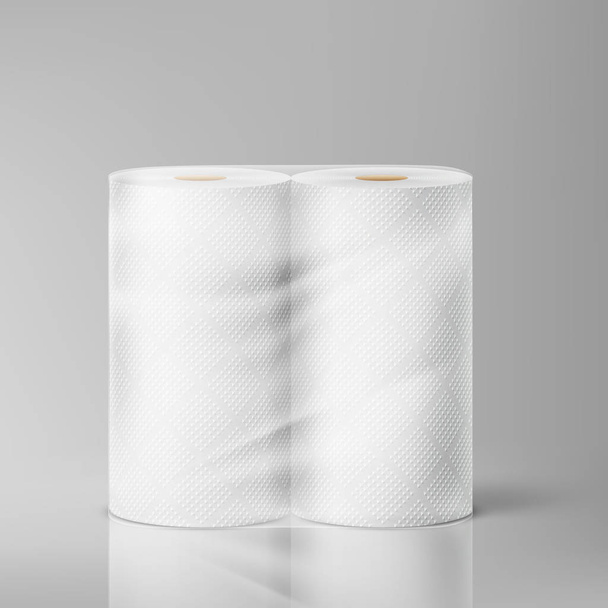 Toallas de papel blanco en un paquete sobre un fondo gris. Ilustración vectorial
 - Vector, imagen