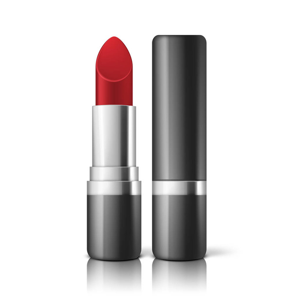 Red lipstick on white background. Vector illustration - Vector, imagen