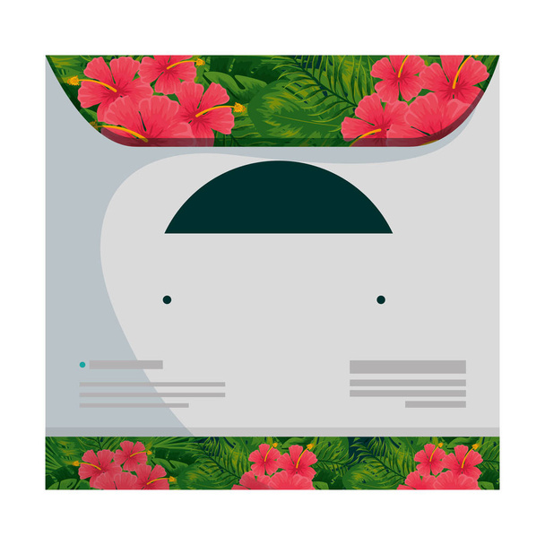 disco compacto en bolsa con decoración de flores tropicales
 - Vector, imagen