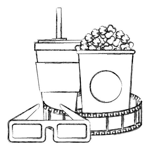 ícones de cinema entretenimento conjunto
 - Vetor, Imagem