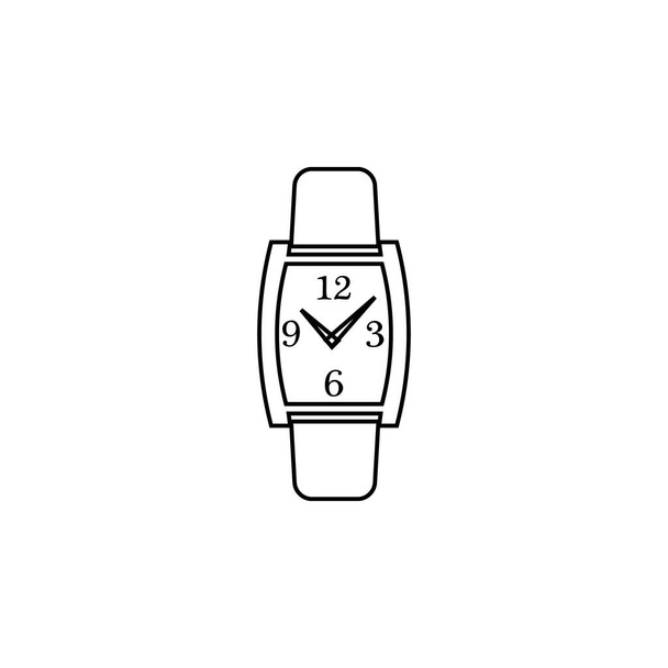 正方形の男性の腕時計のラインアイコン。時計アイコン。プレミアム品質のグラフィックデザイン。看板、シンボルコレクション、ウェブサイトのシンプルなアイコン、ウェブデザイン、モバイルアプリ - ベクター画像