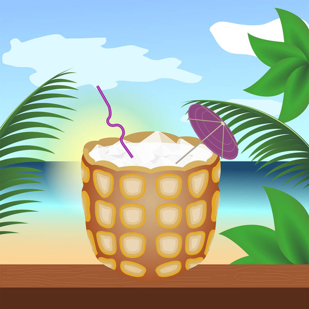 Isolated pineapple cocktail drink - Vector, Imagen