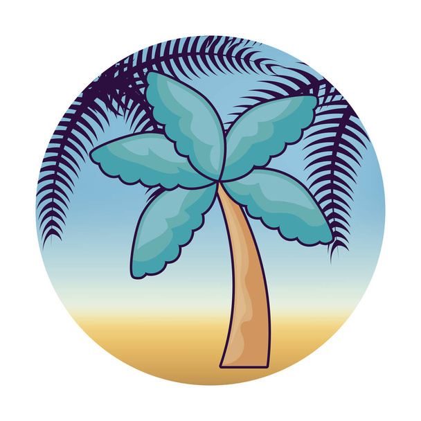 tropisch strand Palm met tropische Palm in frame - Vector, afbeelding