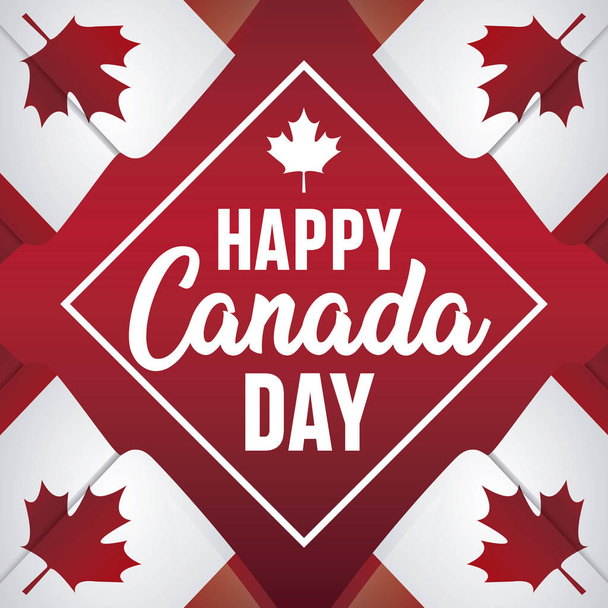 旗と幸せなカナダの日のポスター - ベクター画像
