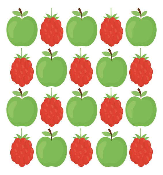 manzanas y moras patrón de frutas frescas
 - Vector, Imagen