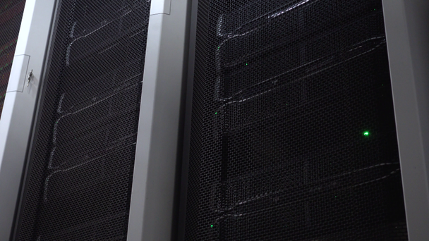 Large modern computing center. Server racks with flashing lights. - Footage, Video