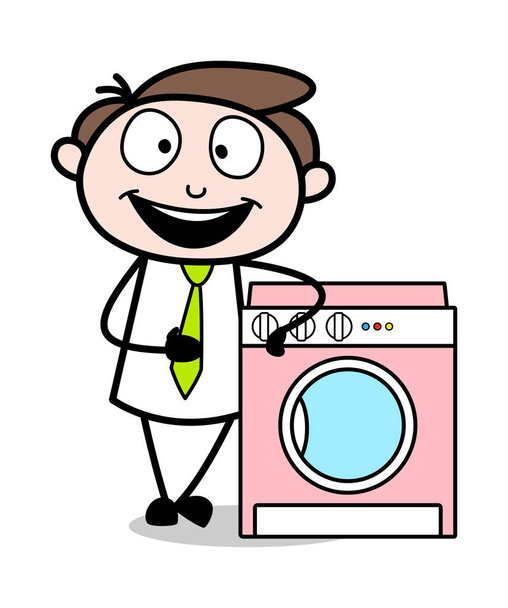 Представляючи пральної машини-офіс бізнесмен співробітник Carto - Вектор, зображення