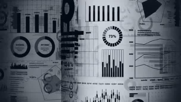 Financial bar charts and growing graphs. Business infographics with depth of field on light white background. Business success, growth or progress concepts. Loop animation. - Footage, Video