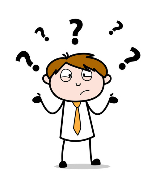Very Confused - Office Salesman Employee Cartoon Vector Illustra - Vector, Image