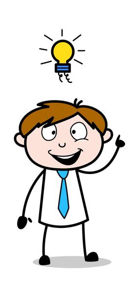 Found an Idea - Office Salesman Employee Cartoon Vector Illustra - Vector, Image