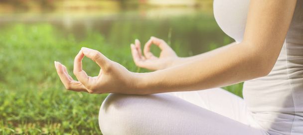 Yoga Woman Meditating Relaxing Healthy Lifestyle - Fotó, kép