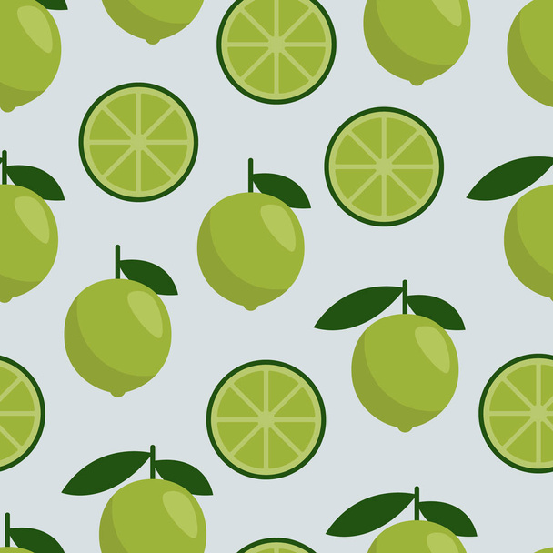 Seamless pattern lime, fresh citrus fruit for summer cocktail - Vector, Image