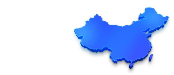 Kiinan eristetty sininen 3D-kartta valkoisella taustalla. Eristetty 3D-kuva Kiinan kartasta
. - Valokuva, kuva