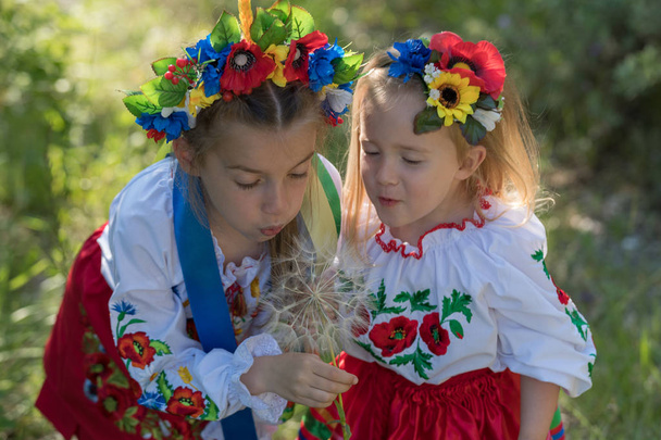 Sisters in Ukrainian national dress - Photo, Image