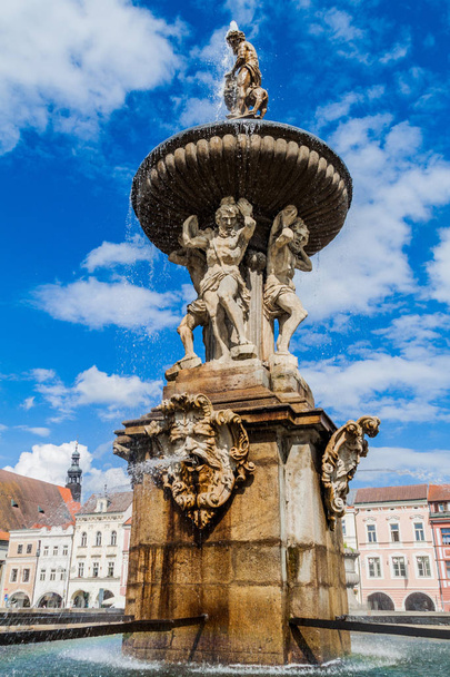 Fountain at Premysl Otakar II. square in Ceske Budejovice, Czech Republic - Foto, imagen