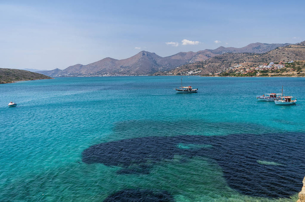 Spinalonga island in Elounda bay of Crete island in Greece - Photo, Image