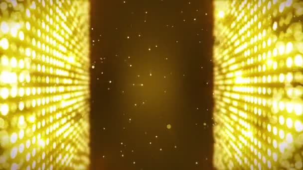 Podium verlichting achtergrond met veel lichteffect. Abstracte Disco loop animatie. Gloeiende neon verlichting en een blanco plaatsing. - Video