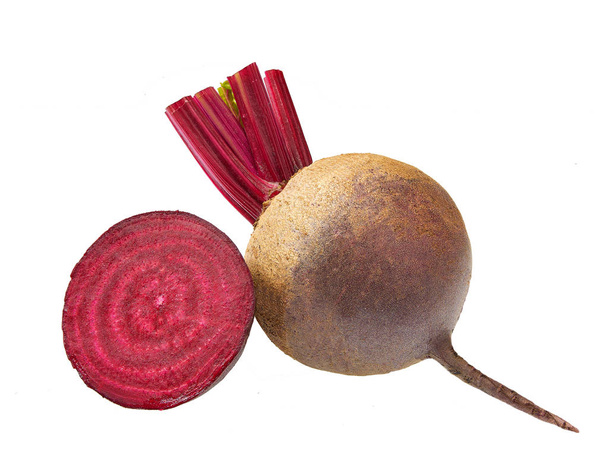 fresh beetroot and a half beetroot isolated on white background - Photo, Image
