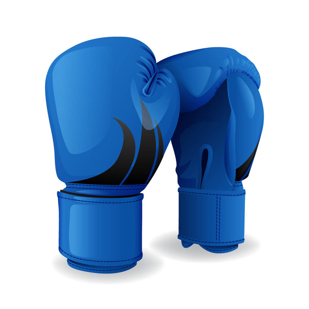 Реалістичні сині боксерські рукавички ізольовані, спортивне обладнання
 - Вектор, зображення