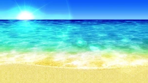 Wave lapping onto the shore. Luxury summer vacation concept. Island with blue sea water. Loop animation. - Footage, Video