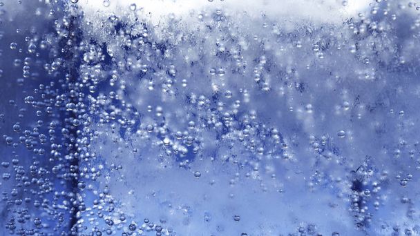 Ice Cube close-up met bubbels binnen, ijs textuur 3D illustratie - Foto, afbeelding