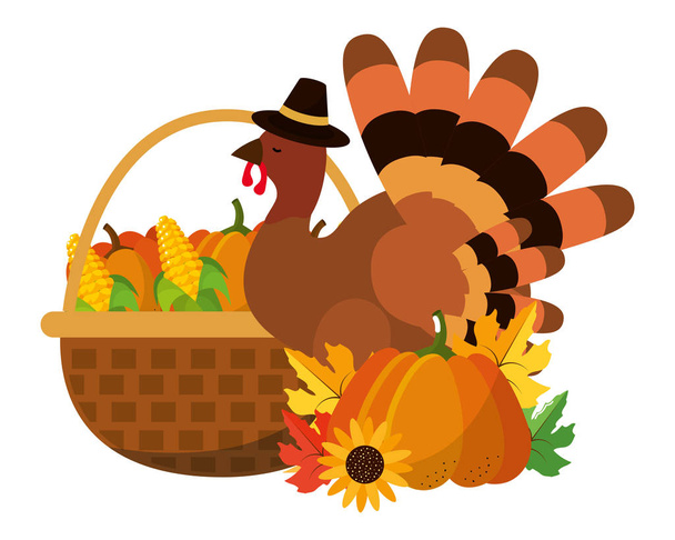 happy thanksgiving cartoon - Vector, Image