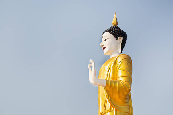 Concepts religieux, Statue de Bouddha dans le ciel arrière-plan bourgeon géant
 - Photo, image