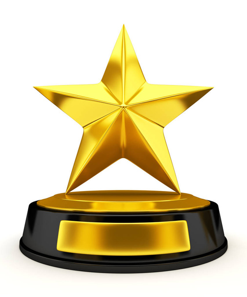 Trofeum Golden Star-renderowanie 3D - Zdjęcie, obraz