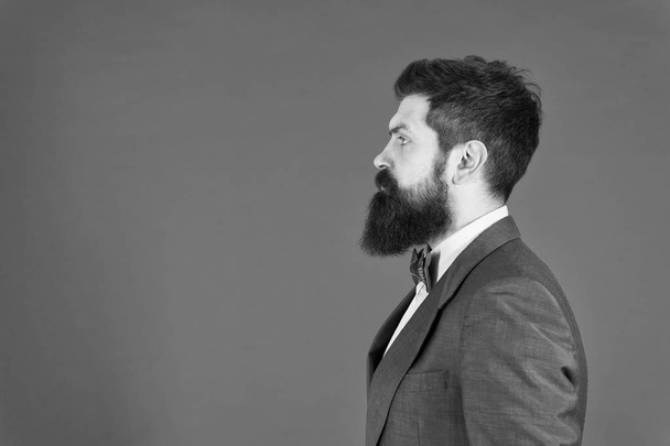 fashion fit. Bearded man in formal suit. Business success. Man with beard. Male fashion look. Bearded hipster. Bearded man hipster in jacket. Confident businessman. Bearded mature hipster. copy space - Φωτογραφία, εικόνα