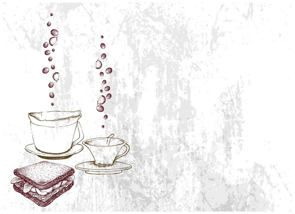 Disegnato a mano di Drip Coffee Maker con Sandwich
 - Vettoriali, immagini