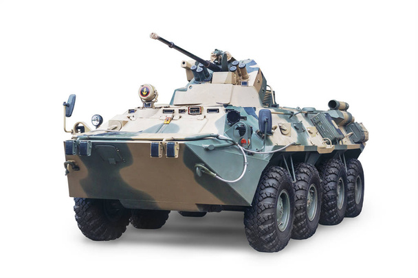 Armored personnel carrier 82-a of Armored Transporter, BTR-82A-transport en gevechtsvoertuig voor het vervoeren van soldaten. Geïsoleerd op witte achtergrond - Foto, afbeelding