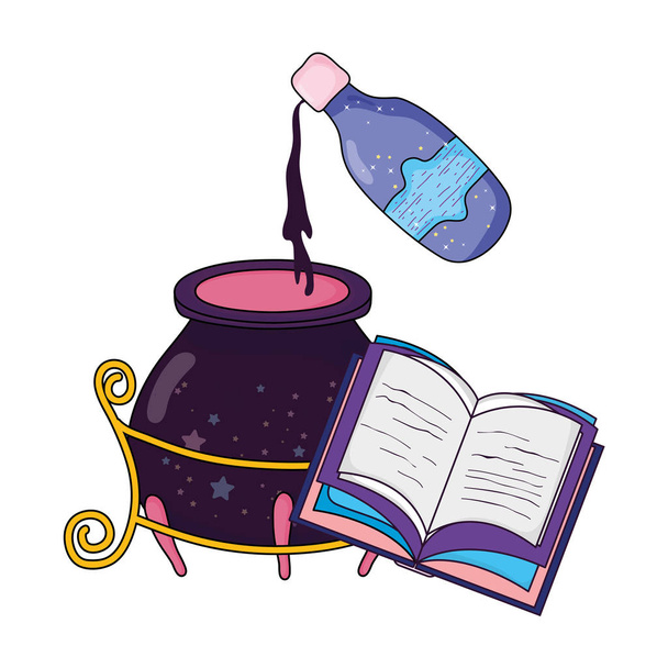 kouzelné kotlík s lekvarem a kniha - Vektor, obrázek